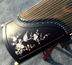 Professional Level Bird & Flower Shell Carved Guzheng Chinese Zither Harp