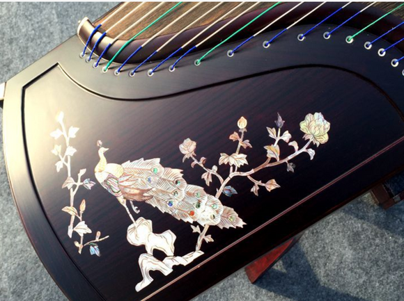 Professional Level Peacock Shell Carved Guzheng Chinese Zither Harp