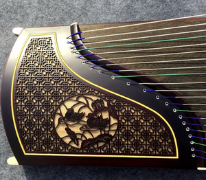 Professional Level Lotus & Water Birds Carved Guzheng Instrument Chinese Zither Harp